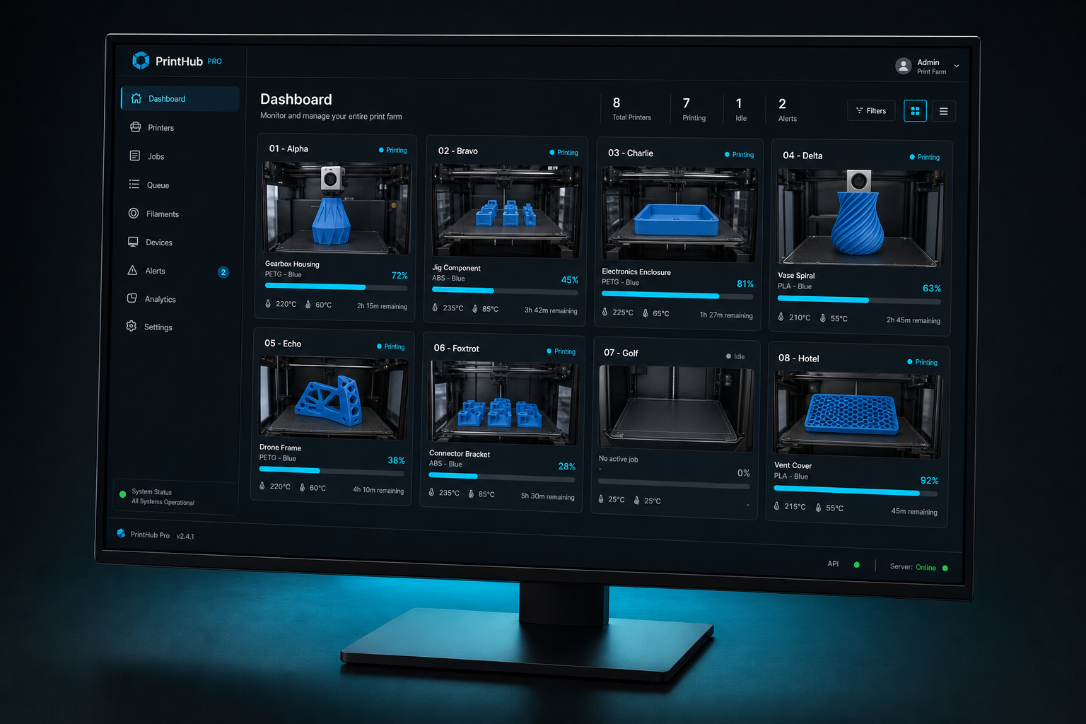 FDM Foreman Dashboard — live printer monitoring and job queue management